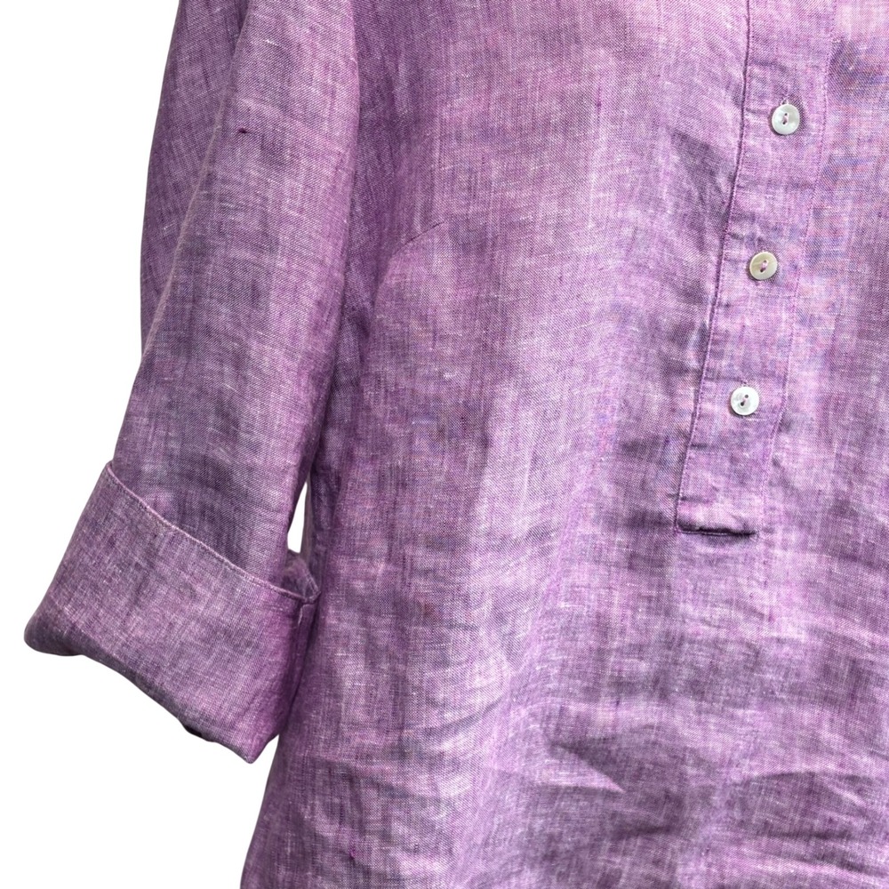 Chico's Linen Tunic Top Purple Lavender Button Front Coastal Lagenlook Sz‎ 1 - Picture 7 of 10